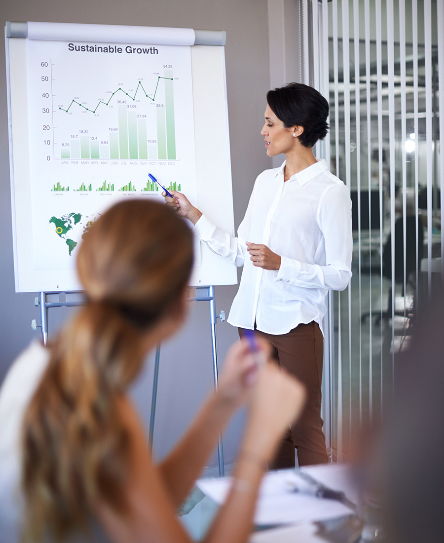 Business woman, speaker and meeting of a corporate management te